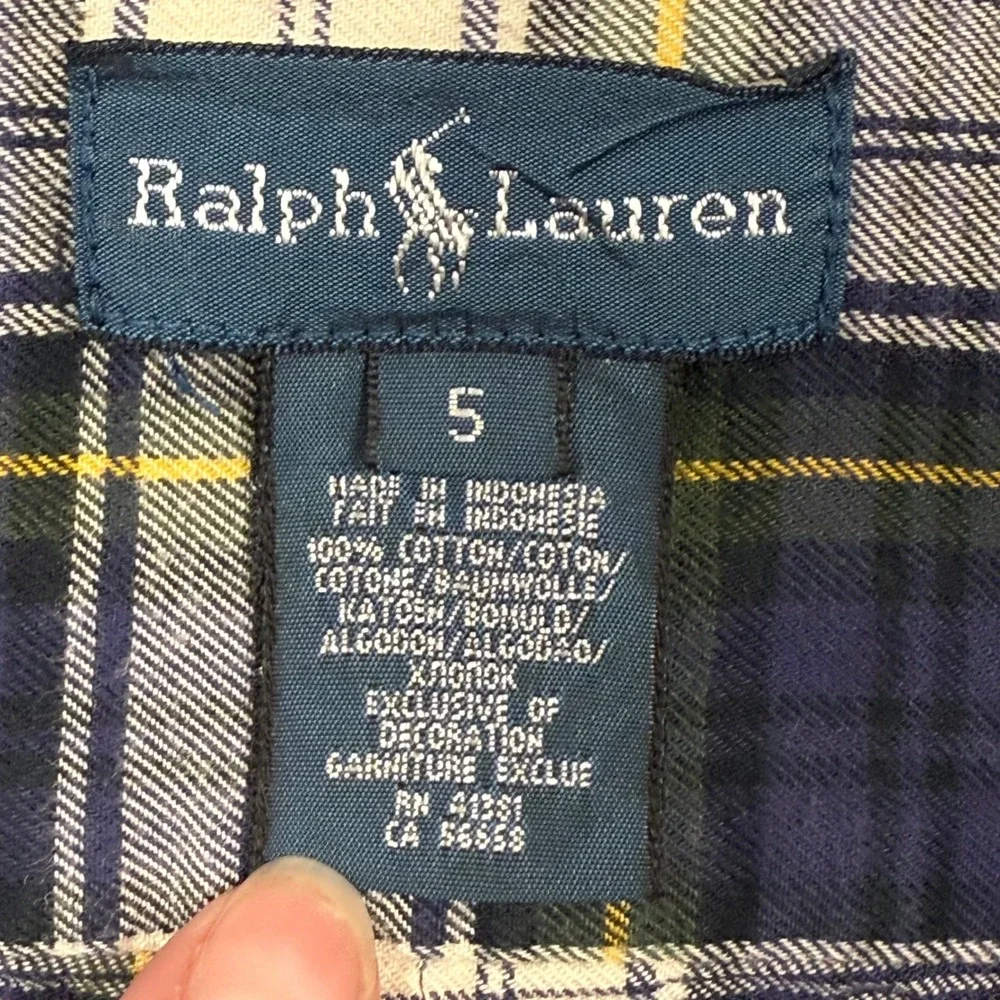Ralph Lauren Boys Size 5‎ Plaid Button Down Shirt Long Sleeve Cotton Red Pony